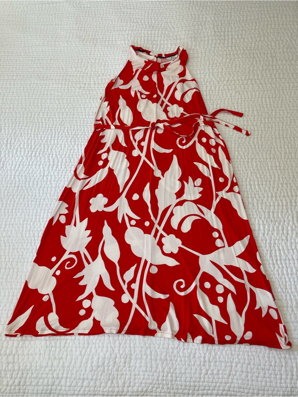Boden Red and White Floral Midi Dress